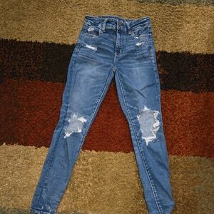 American Eagle Outfitters Next Level Stretch Skinny Jeans with Distressed